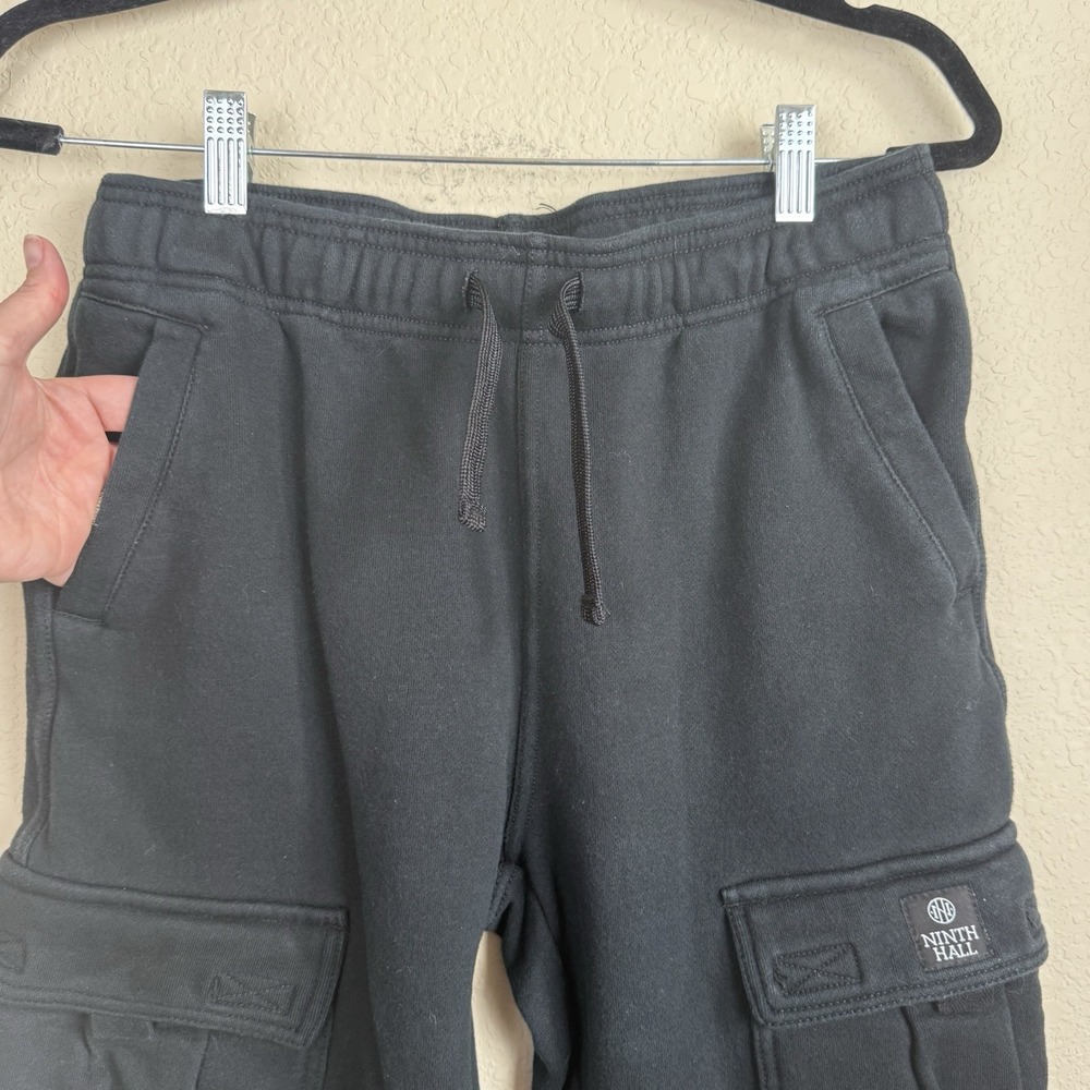 Ninth Hall Koi Fish Graphic Cargo Jogger Sweatpants Black Y2K Streetwear Sz L - Picture 5 of 10